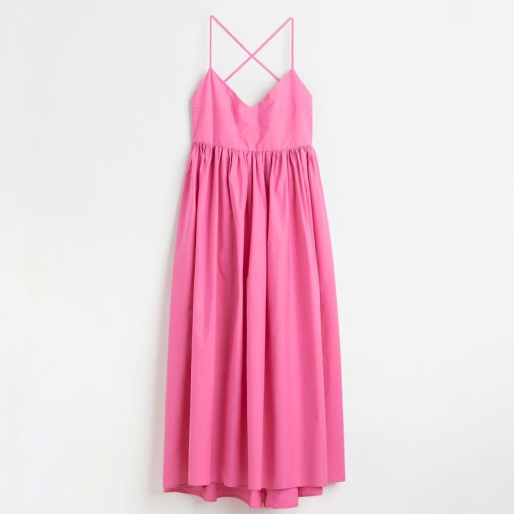 NWT H&M V Neck Cotton Dress in Pink Size S
